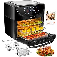 WowChef Air Fryer Oven Combo 20 Quart, Convection Toaster Oven Dehydrator, 10-in-1 Air Fryer with Rotisserie and Racks…