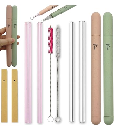 Uxcell Reusable Glass Straws 4-Pack – 8 Inch Long, 6mm Wide With Cleaning Brush, For Bubble Tea, Cocktails, Drinks - View #10