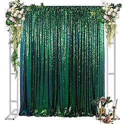 DUOBAO Colorful Green Sequin Backdrop Curtain
