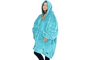 Tirrinia Oversized Hoodie Blanket Sweatshirt Comfortable Sherpa Giant Wearable Blankets Gift for Adults Men Women Teenagers Wife Girlfriend Aqua