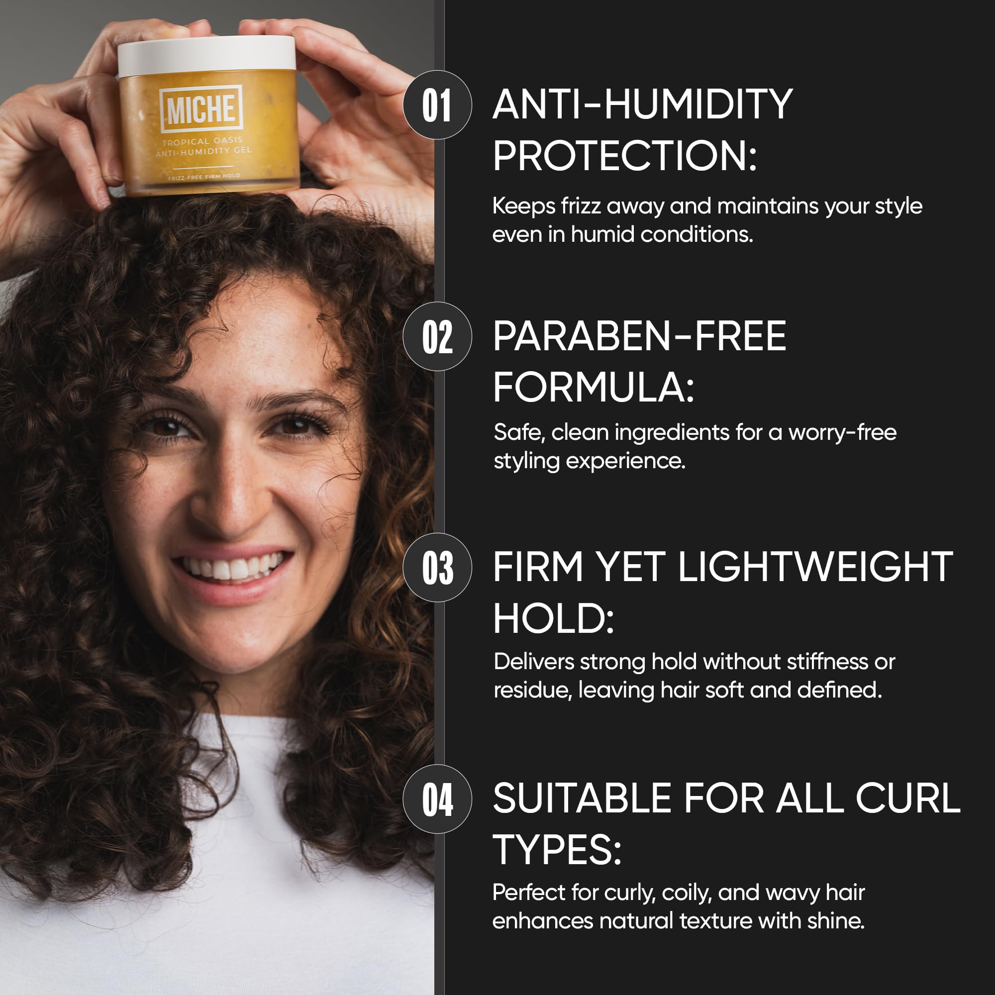 MICHE Tropical Oasis Hair Gel, Anti-Humidity Frizz-Free Strong Hold 8.8oz | For All Curl Types | Curly and Coily