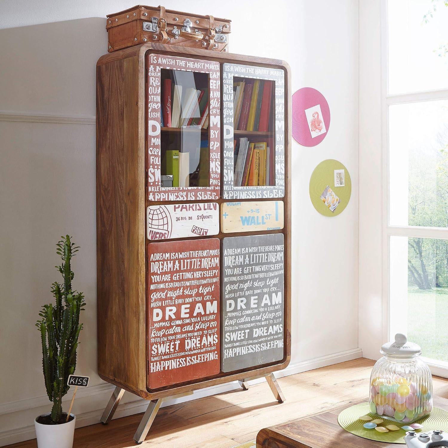 Finebuy Highboard Kaia Sheesham Massivholz 90x180x38 Cm Anrichte Kuche Landhaus Design Esszimmerschrank Mit Schubladen Turen Geschirr Vitrine Holz Massiv Vitrinenschrank Breit Hoch Amazon De Kuche Haushalt
