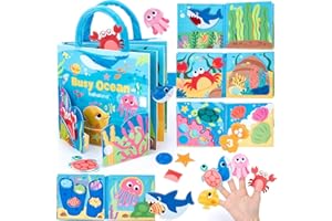 hahaland Ocean Busy Book for Toddlers 1-3, Montessori Toys Sensory Activity Busy Board, Travel Toy for 1 2 3 Year Old Boys Gi