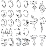 JeryWe 25 Pcs 14K Gold Plated Ear Cuffs for Women Non Piercing Adjustable Ear Cuff Fake Piercings Clip On Upper Ear Cartilage Earrings Helix Wrap Ear Cuff Jewelry Set