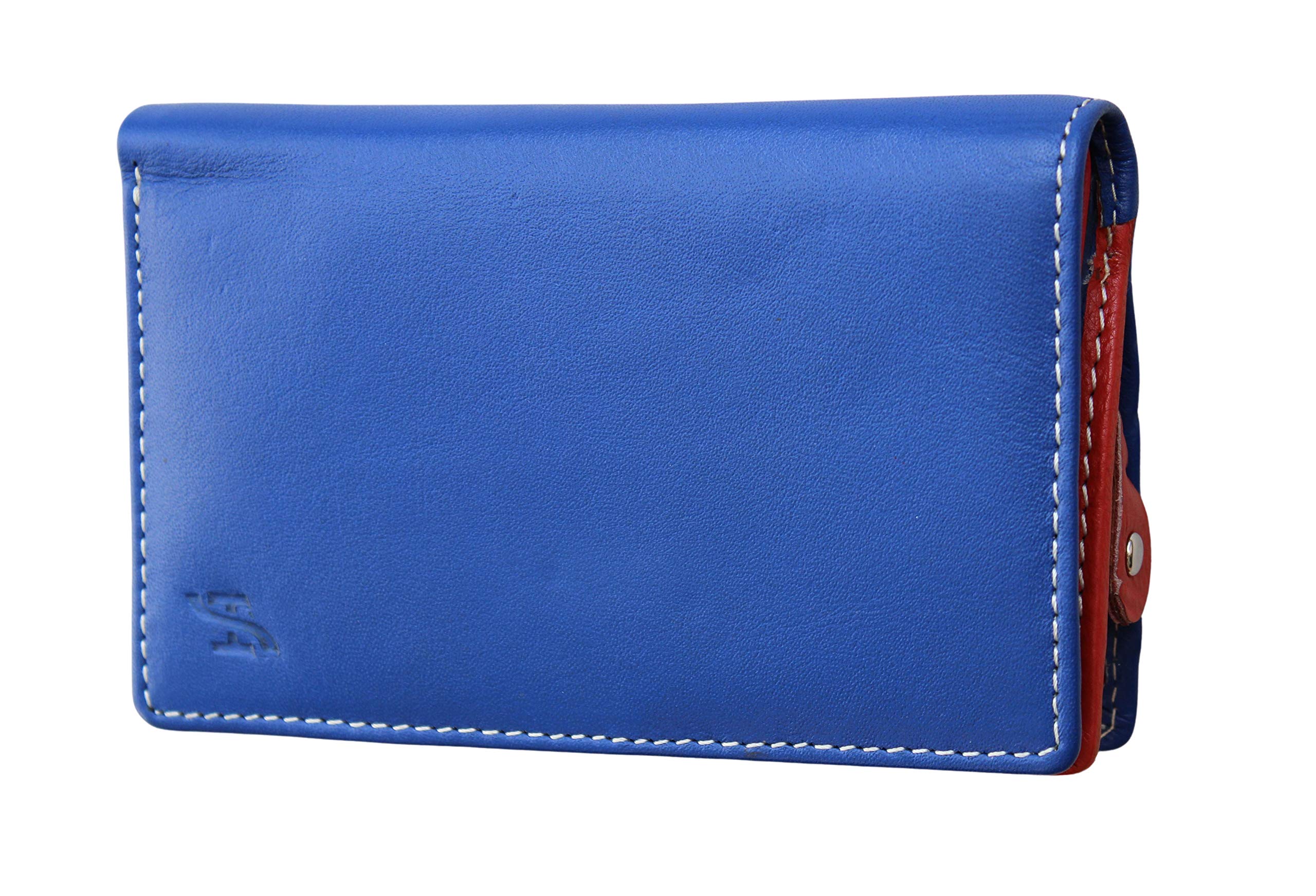 STARHIDE Women Purse - Ladies RFID Blocking Compact Multi Coloured Soft Real Leather Wallet 5540 (Blue Multi)