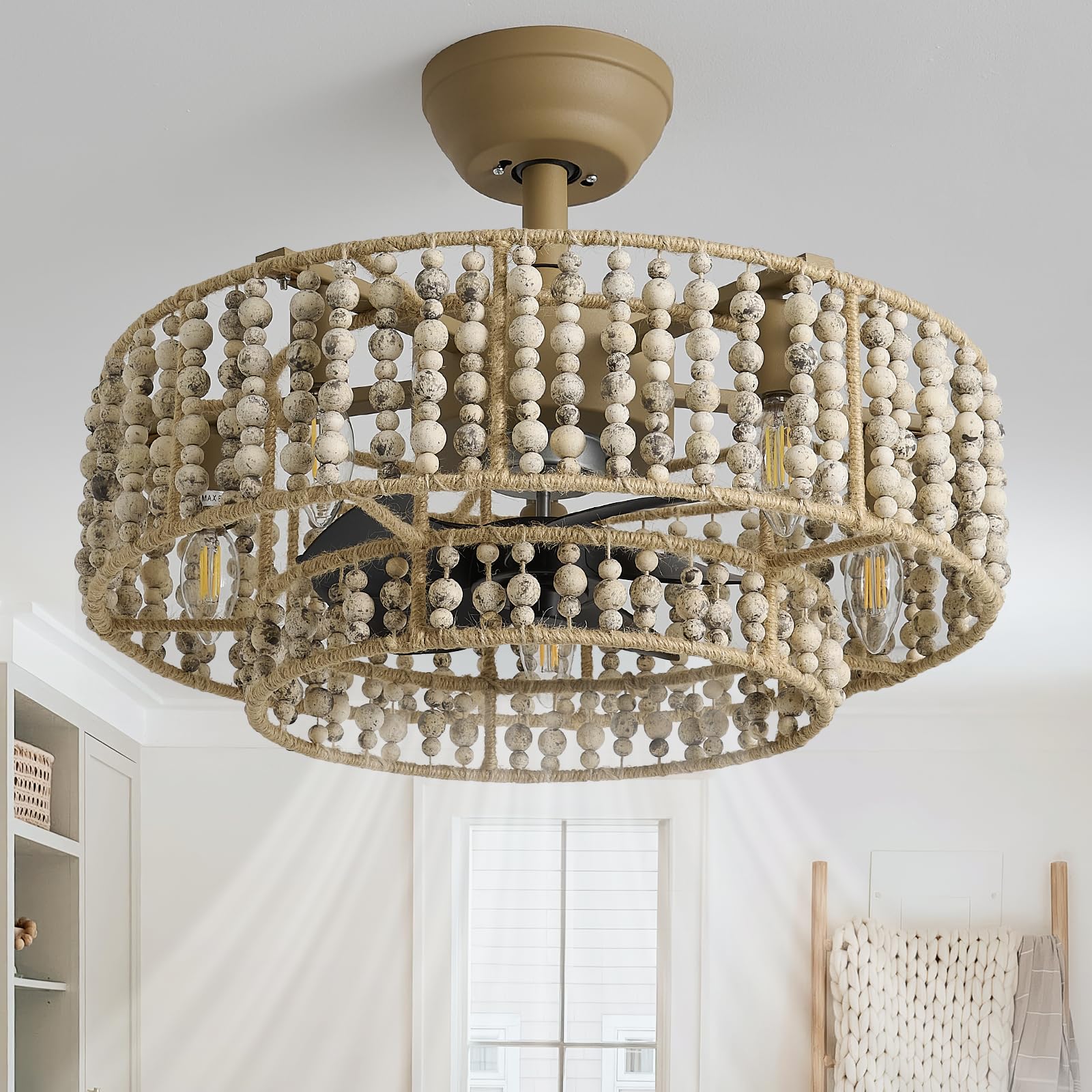 SYDACG 20" Boho Chandelier Ceiling Fans with
