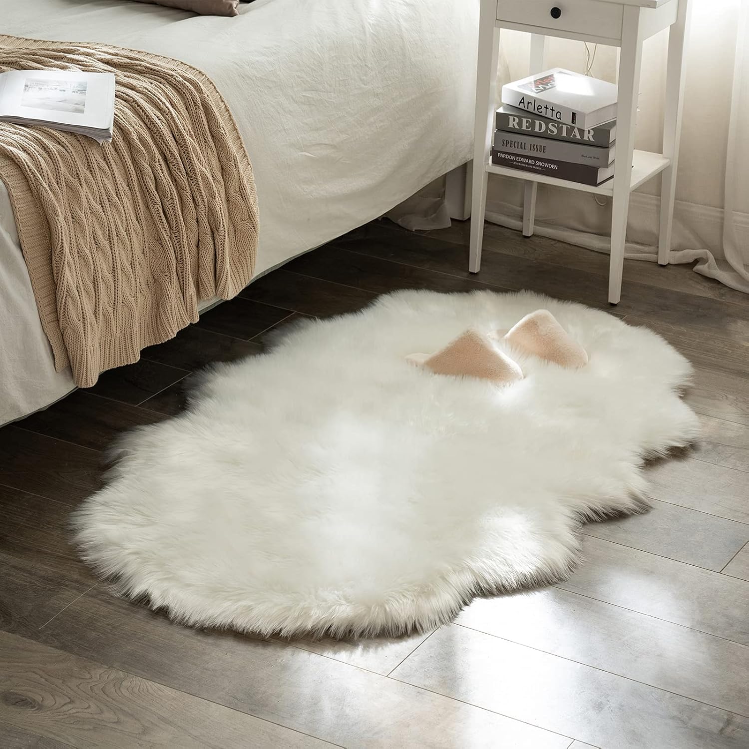 Rugs, Pads & Protectors - MIULEE Luxury Soft Fluffy Area Rug 3x5 Feet, Faux Fur Sheepskin Rug Decorative Plush Shaggy Carpet for Christmas Decor Bedside Sofa Floor Nursery, White