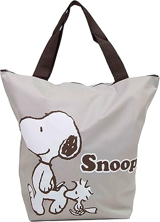 Amazon スヌーピー Snoopy キャラクター トートバッグ 薄手 で 携帯 に 便利 グレー バッグ 財布 おもちゃ