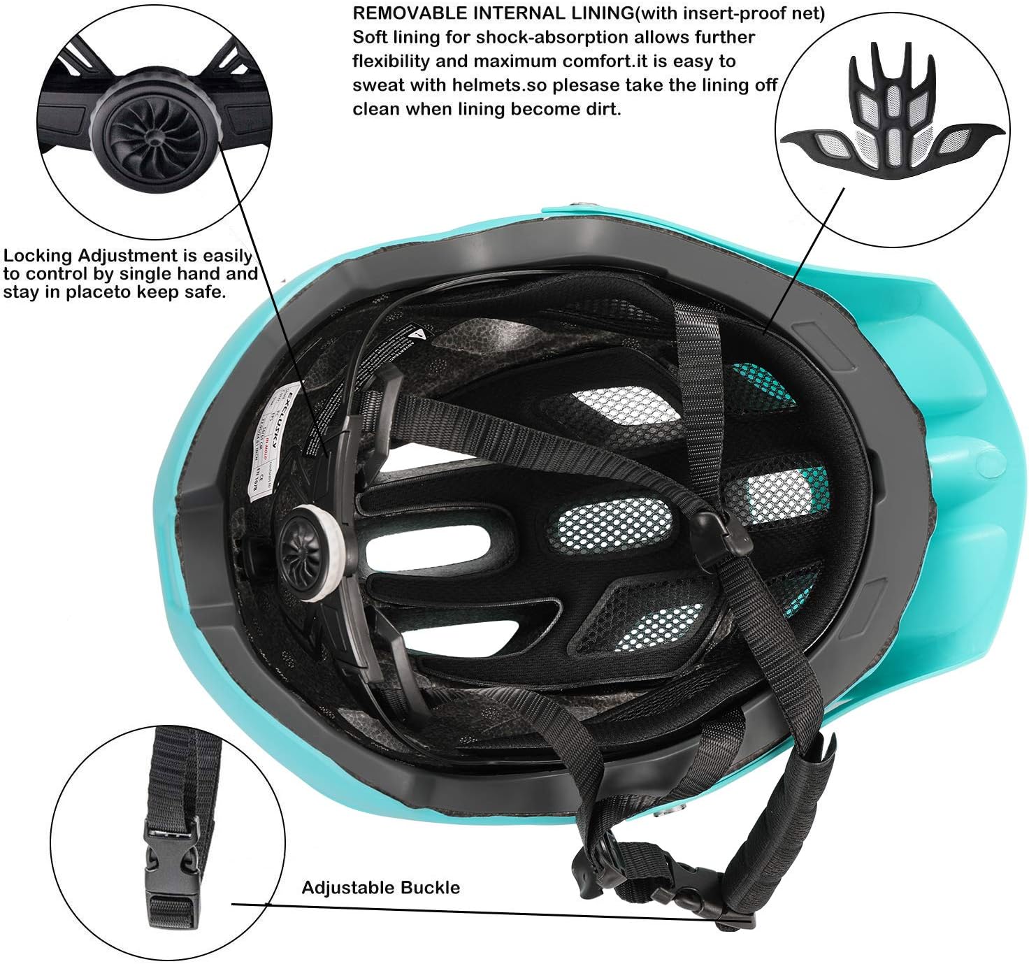 Exclusky Mountain Bike Helmet MTB Bicycle Cycling Helmets for Adult