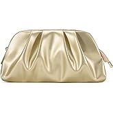 SWEETV CHUNLI Dressy Vegan Leather Clutch Purse for Women Formal, Soft Pleated PU Evening Clutch for Weddings, Proms