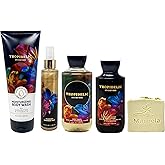 Bath & Body Works Tropidelic 4 Piece Gift Set - Moistutizing Body Wash, Classic Body Wash, Shimmer Mist and Body Lotion with Wild Jasmine Bar Soap - Full Size