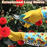 DLY Gardening Gloves for Women Thorn Proof Long Leather Gloves Medium view 3