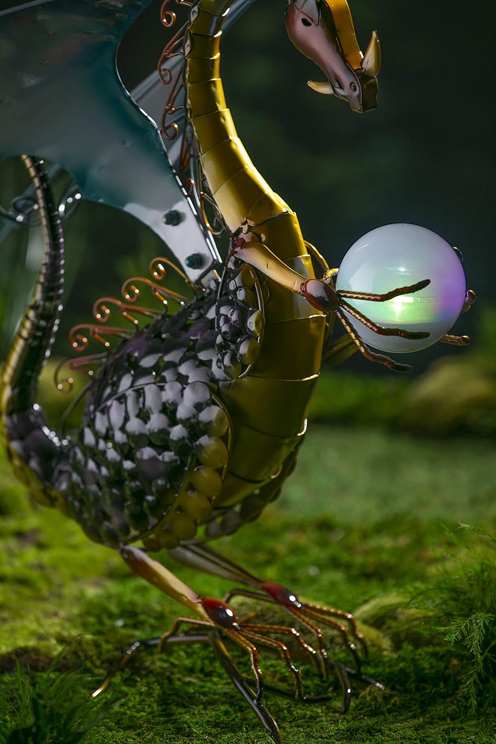 Wind & Weather Dragon Garden Sculpture with Solar Globe : Garden & Outdoor