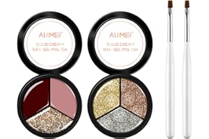 AIJIMEI 3in1 Solid Nail Polish Kit Solid Nail Polish Cream Gel Nail Polish Cream Nail Painting Gel Soak off Gel Nail Art DIY Manicure for Home Salon 0.5fl.Oz Solid Gel Nail Polish (A07+A09)