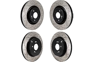 DS-One Front Rear Coated Drilled Slotted Disc Brake Rotors Kit Replacement For Kia Stinger Genesis G70 KD-100652