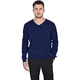 Cashmeren Men's Essential Knit V-Neck Sweater 100% Merino Wool Long Sleeve Classic Pullover