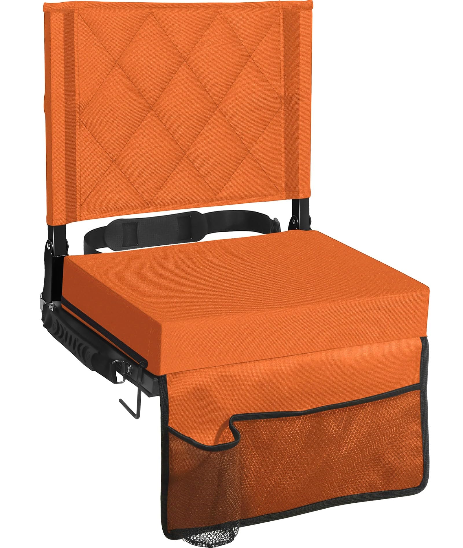 Sheenive Stadium Seats for Bleachers with Back Support, Bleacher Seats with Backs and Cushion Wide, Padded Portable Folding Comfort Stadium Chair with Shoulder Strap, Perfect for Sports Events, Orange Image