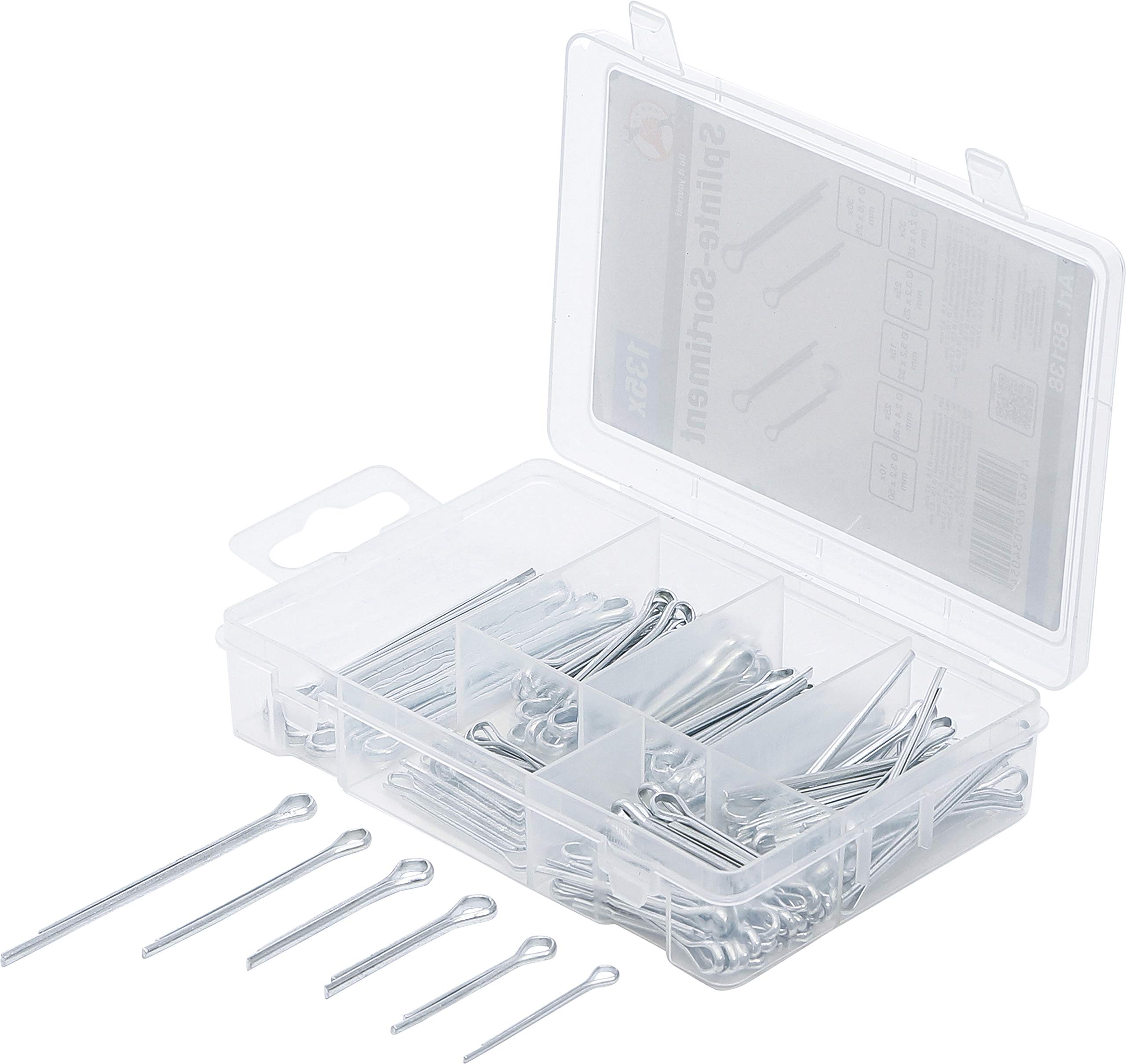 BGS Diy 88138 | Splint Pin Assortment | Ø 1.6 - 3.2 mm | 135 pcs.