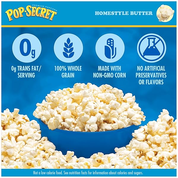 POP SECRET MICROWAVE POPCORN, HOMESTYLE BUTTER FLAVOR, 3.2 OZ SHARING BAGS, 6 COUNT (PACK OF 1)