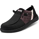 LARNMERN Steel Toe Loafers Women Lightweight Comfortable Slip On Walking Casual Flats Sneakers Work Safety Shoes