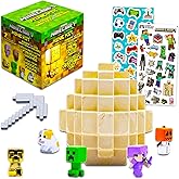 Minecraft Mine Kit Gold Creeper Dig It Toy - Bundle with Mine Kit with Mystery Minecraft Figure Plus Stickers, More | Dig Toy for Kids