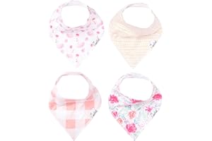 Copper Pearl Baby Bandana Bibs - 4 Pack Soft Cotton Baby Bibs for Drooling and Teething, Absorbent Drool Bibs for Baby Girl and Boy, Adjustable to Fit Newborns to Toddlers, Tons of Styles (June)