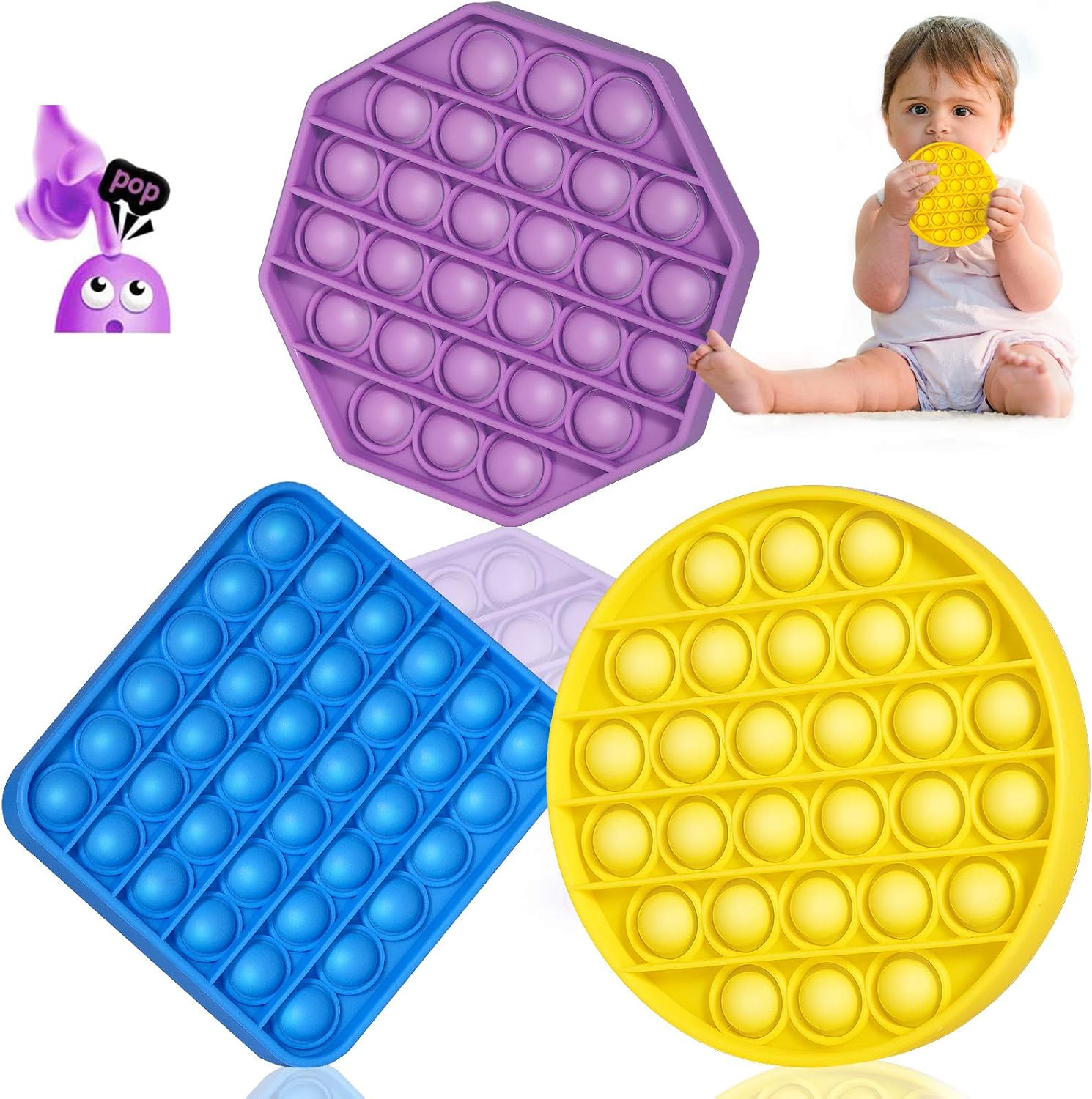 Amazon.com: Pop It Fidget Toy 3 Pack 