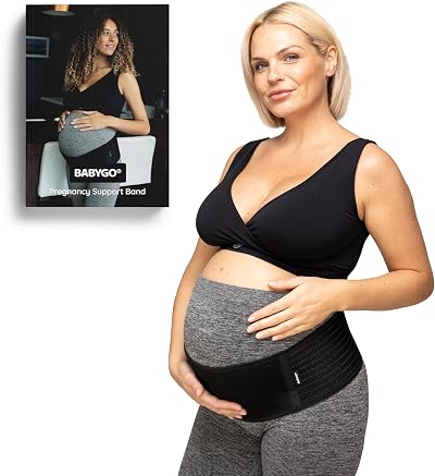 BABYGO 2 in 1 Pregnancy Belly Band Support Black XL with Book of Exercises