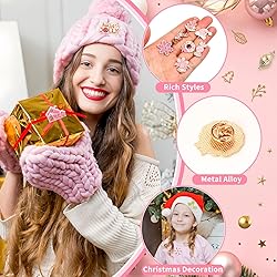 SANNIX 60Pcs Pink Christmas Pins, Christmas Lapel