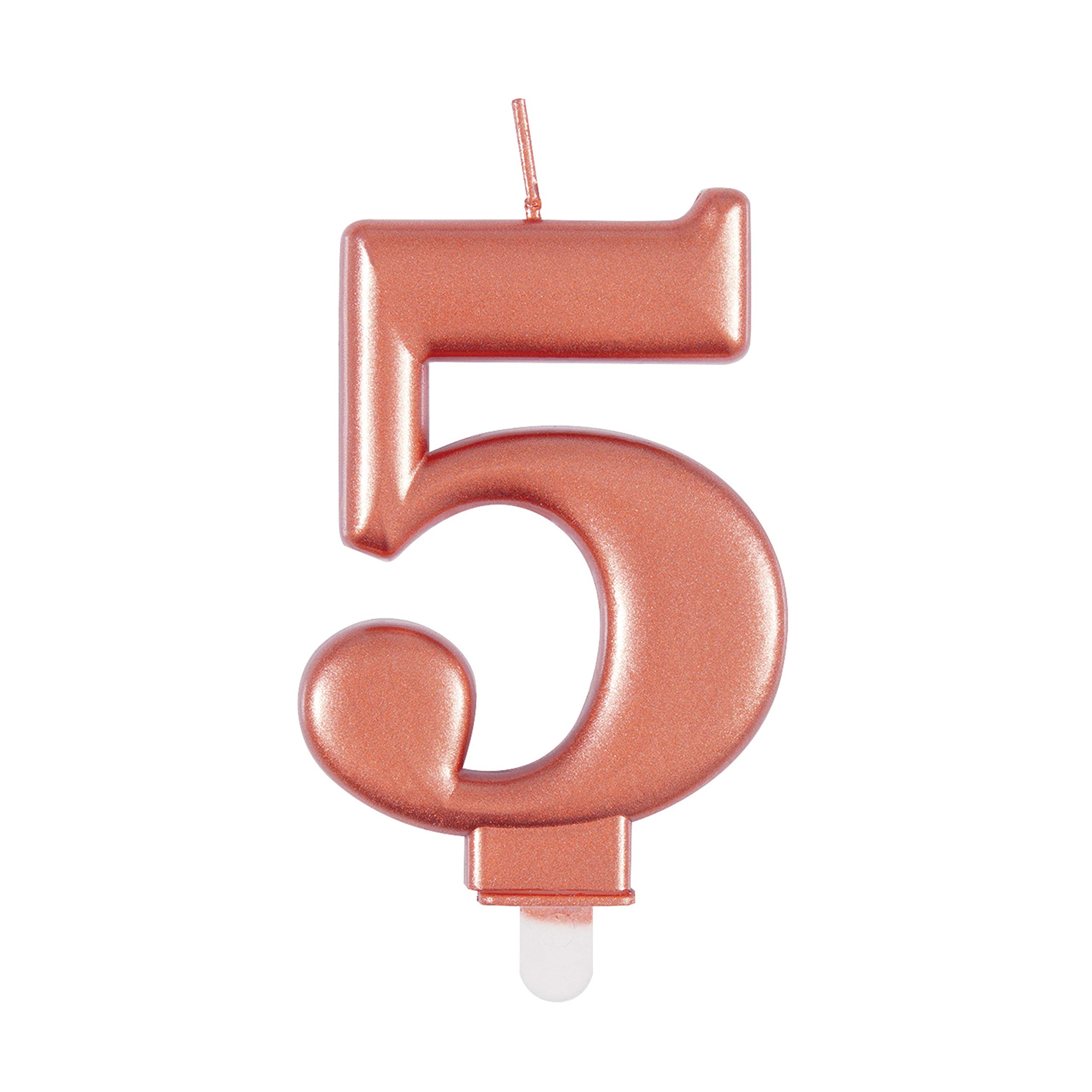 Elegant Metallic Rose Gold Number 5 Birthday Candle - Perfect for Birthday Parties, Anniversaries & More - 1 Pc