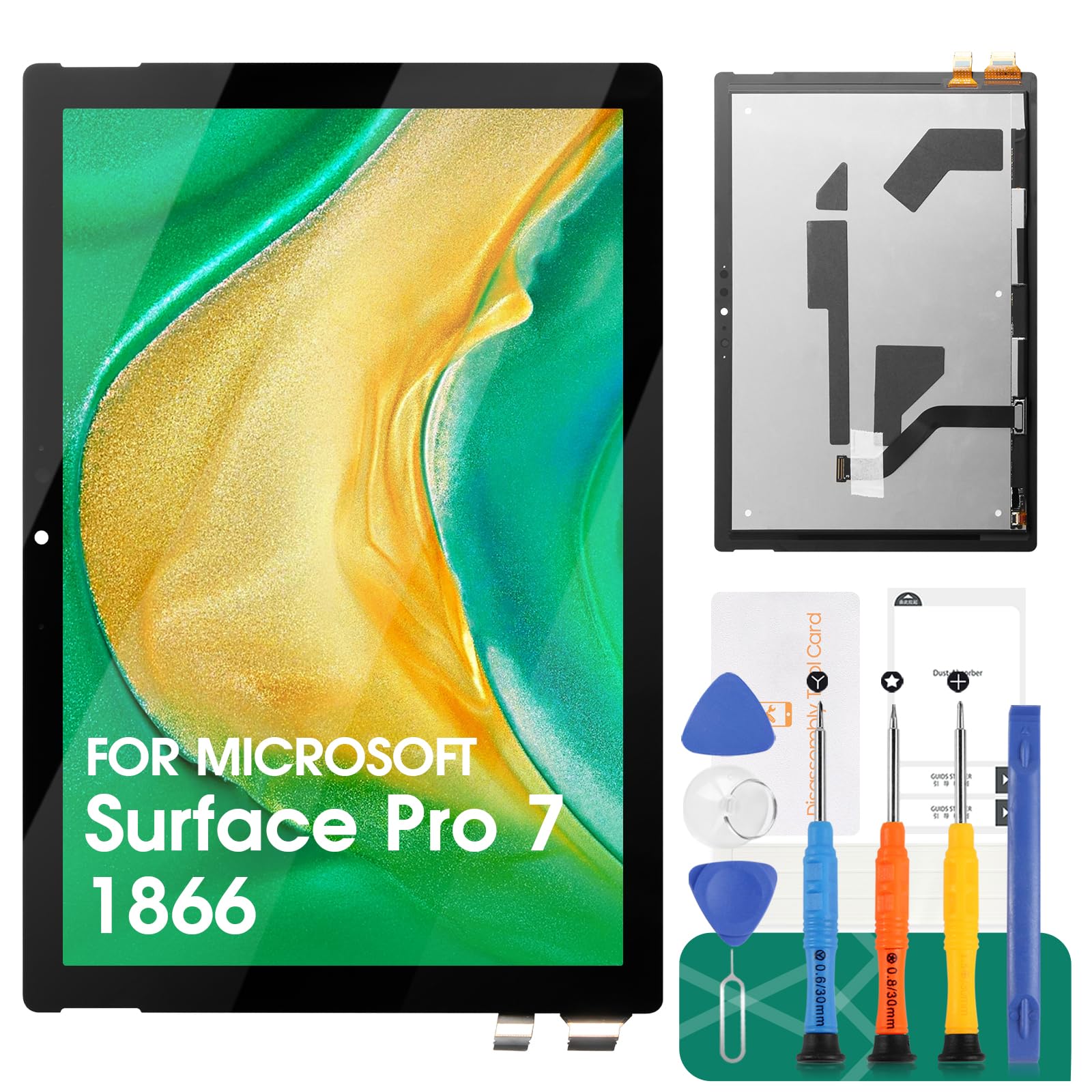 SRJTEK For Microsoft Surface Pro 7 LCD Screen Pro 7 Screen Replacement 1866 Display Touch Digitizer Assembly Repair Parts Kits(Black)