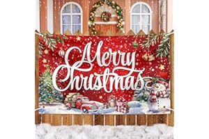 SOPHENA Large Christmas Banner Decorations Red Flag Outdoor 72x44 Inch, Merry Christmas Gifts for Indoor Home House Decor Party Supplies, Yard Sign Background for Photography