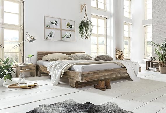 Woodkings® Bett 180x200 Mayfield Doppelbett Akazie Rustic Schlafzimmer Massivholz Design Doppelbett Massive Naturmöbel Echtho