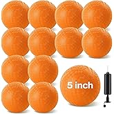 HSLCGF 12 Pack Dodgeballs 5 Inch Playground Ball Kickball Orange Inflatable Rubber Handball Bouncy Dodge Ball with 1 Hand Pump for Outdoors Ball Games Gym Camps Picnic