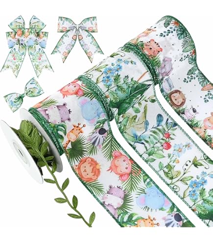 2.5" Embossed Wired Ribbon, 2.5 Inch Floral Plastic Fabric Ribbon, 2.5