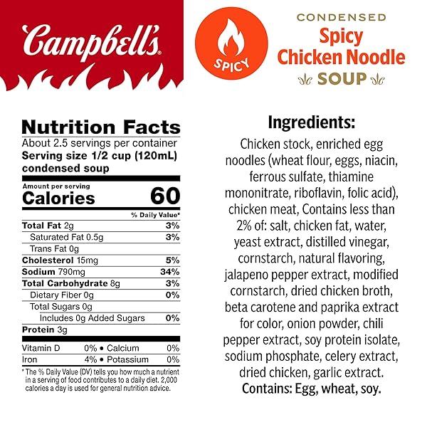 CAMPBELL’S CONDENSED SPICY CHICKEN NOODLE SOUP, 10.5 OZ CAN