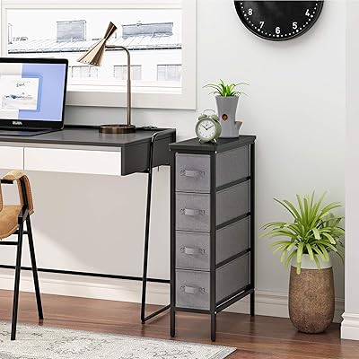 Buy Jeroal Narrow 4 Drawers Dresser Sideboard Storage Cabinet With Metal Frame And Linen Drawers Fabric Storage Drawer Unit For Bedroom Dorm Room Hallway Entryway Grey Online In Indonesia B08s3p7vrj