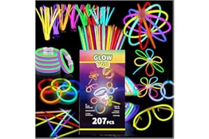 GLOW YGB 207 Glow Sticks Bulk Party Pack, Halloween Glow Sticks For Kids Camping, Glow In The Dark Sticks,8” Glow Party Supplies Bracelets with Connectors