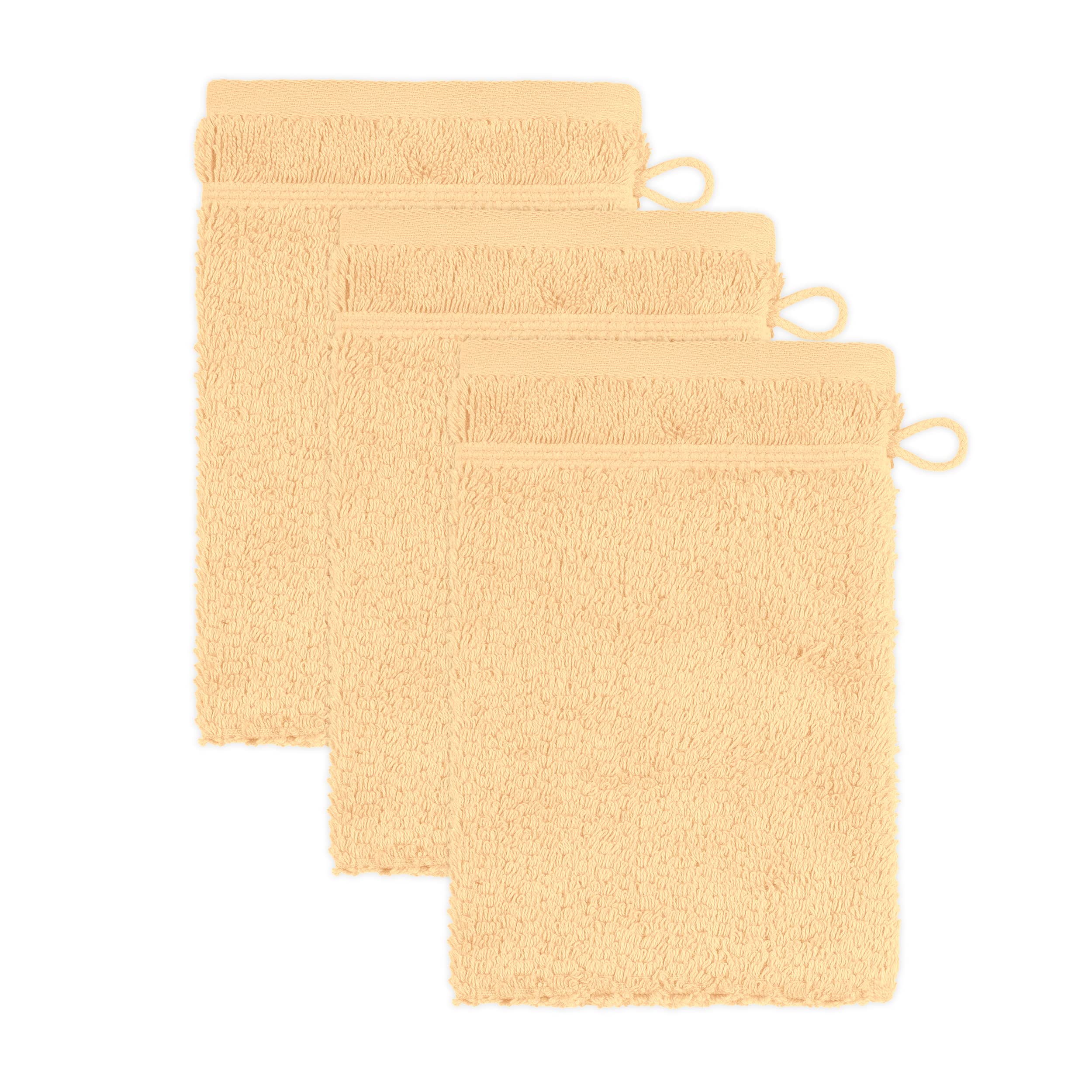 frottana Pearl wash glove 15 x 20 cm made of 100% cotton, maize 3er set