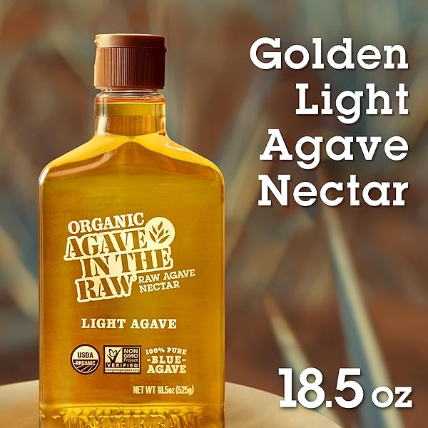 ORGANIC AGAVE IN THE RAW LIGHT AGAVE NECTAR, 18.5 OZ., MADE WITH BLUE AGAVE FROM MEXICO, USDA ORGANIC, NON-GMO PROJECT VERIFIED, KOSHER VEGAN AND LOW GLYCEMIC INDEX