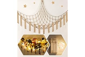 RelaxScene Stuffed Animal Hammock Corner Storage with LED Light - Plush Hammock Large Plushie Net