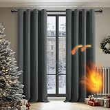 Deconovo Blackout Thermal Eyelet Curtains 52x63 Dark Grey 1 Pair view 2