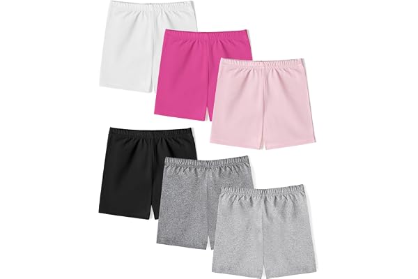 KIDDORY Girls Bike Shorts 6 Pack Toddler Biker Shorts Soft Stretchy Cartwheel Undershorts for Under Dresses and Dance