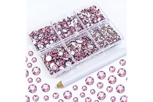 Briskbloom 4500PCS Resin Flatback Rhinestone, 2mm 3mm 4mm 5mm 6mm Light Pink Flatback Rhinestones for Tumblers, Nails Art, Mugs, Bottles, Craft Decoration, Loose Bling Glitter Gem Stone