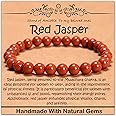CHCCOYE 6mm Natural Healing Gemstone Bracelet Handmade Yoga Stretch Elastic Bracelet Stress Relief Crystal Jewelry for Men and Women (6mm, Red Jasper)