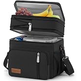 MIYCOO Lunch Bag &amp; Lunch Box for Men Women, Double Deck &amp; Leakproof | Insulated Soft Large Adult Camping Cooler bag for Work, Beach, Picnic, Travel (Black, 15L)