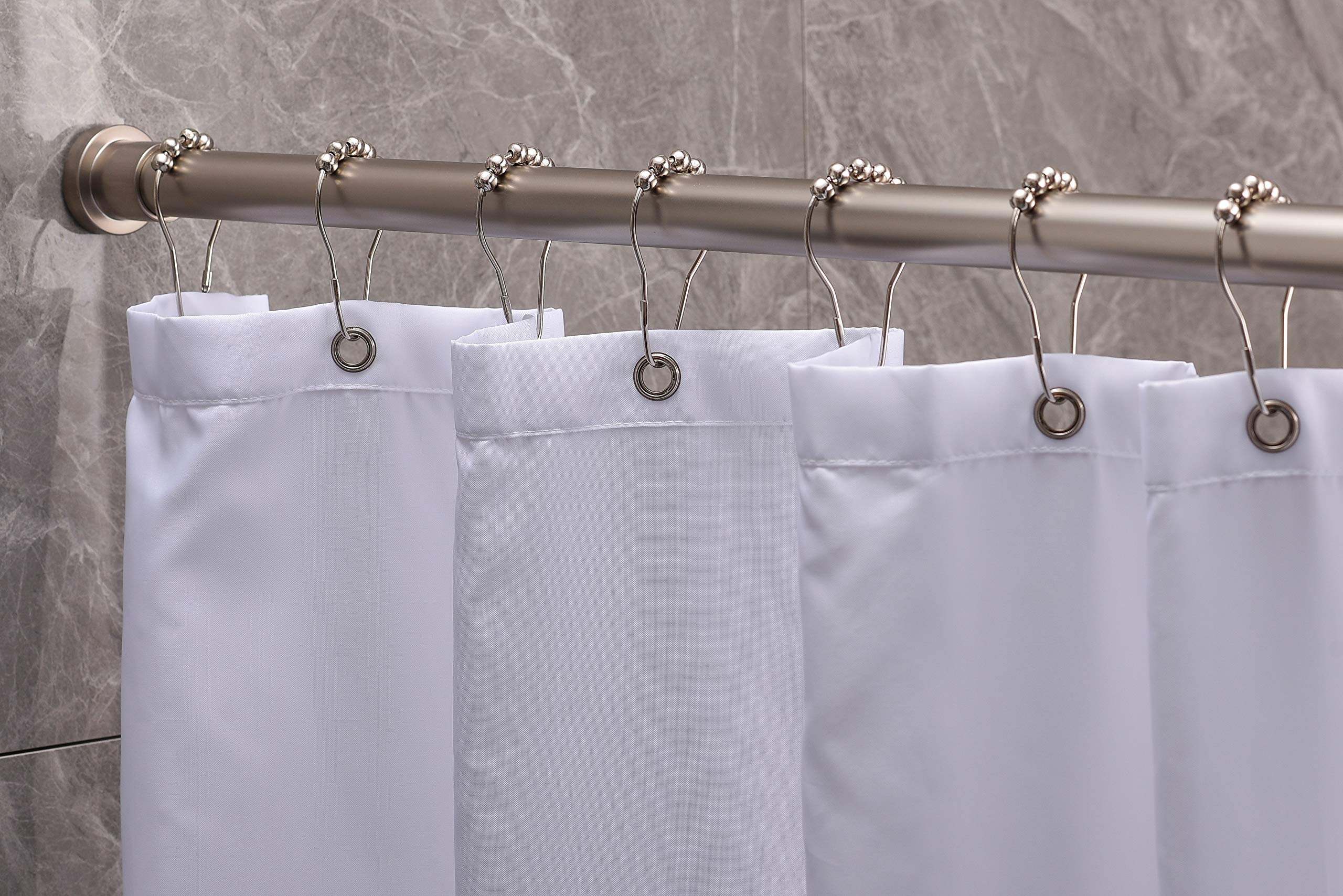 BRIOFOX No Tension 43-73 Inches Nickel, No Sag Heavy Duty + Rust-Resistance + Non-Fall Rod, Used for Shower Hanging Curtains in Windows or Doorways