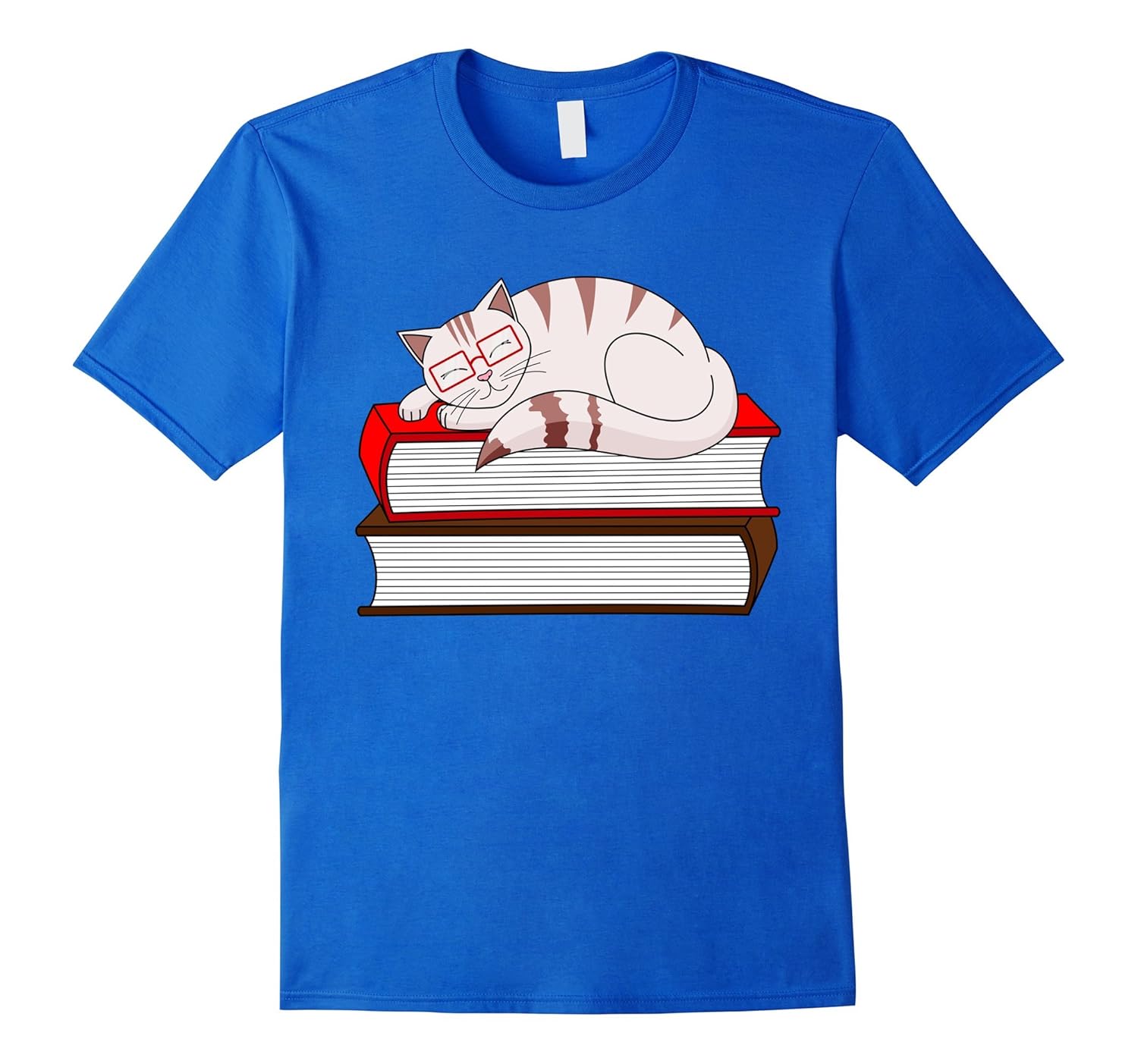 Cat Book T-Shirt - Funny Nerd Reader with Glasses Cute Geek-Rose