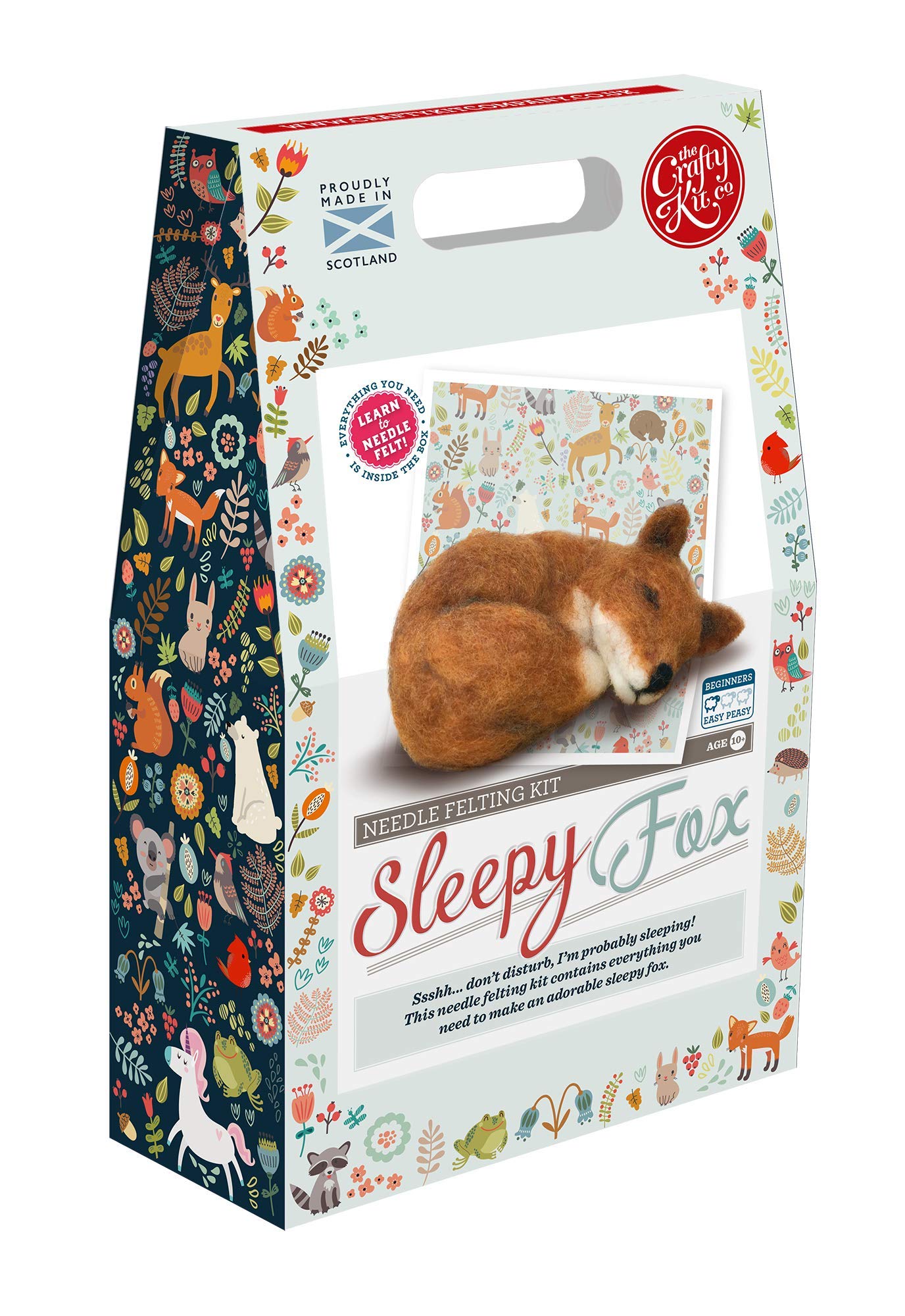The Crafty Kit Company Sleepy Fox DIY Needle Felting Craft Kit for Beginners – UK-Sourced Materials