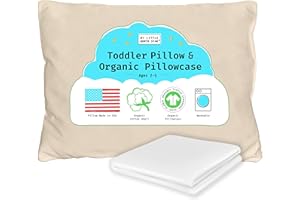 MY LITTLE NORTH STAR Organic Toddler Pillow Made in the USA and Organic Cotton Pillowcase - 13x18 Soft Natural Cotton Toddler Pillow for Sleeping - Washable Baby Nap Pillow - Travel Pillow - Kids Sleeping Bedding